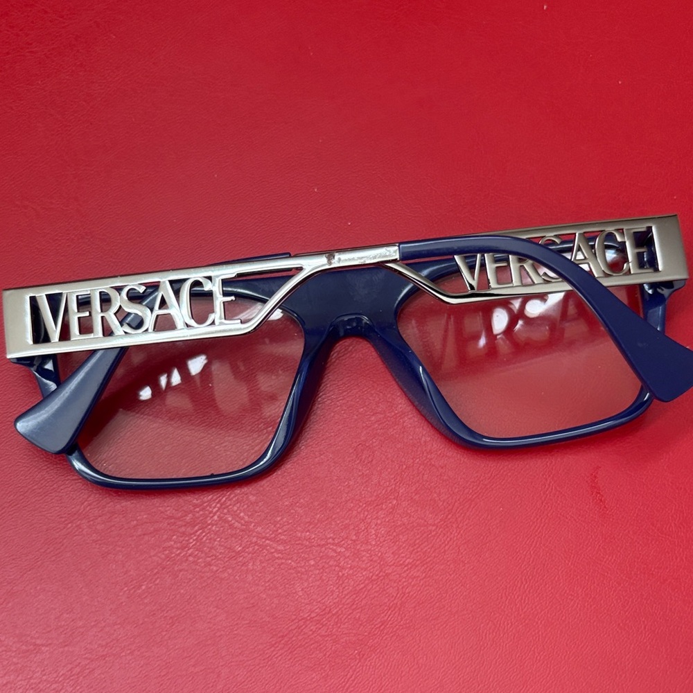 Versace Navy and Silver Statement Sunglasses - image 1